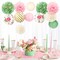 12 PCS Green Pink Blooms Paper Lanterns Tissue Pom Pom(Green Pink)